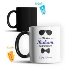 Kişiye Özel Benim Babam Kahramanım Tasarımlı Sihirli Kupa Bardak