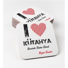 Kişiye Özel Kütahya Seninle Daha Güzel Tema MDF Bardak Altlığı