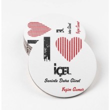 Kişiye Özel İçel Seninle Daha Güzel Tema MDF Bardak Altlığı