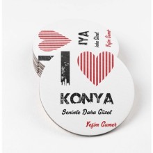 Kişiye Özel Konya Seninle Daha Güzel Tema MDF Bardak Altlığı