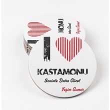 Kişiye Özel Kastamonu Seninle Daha Güzel Tema MDF Bardak Altlığı