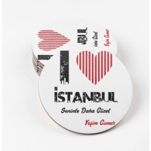 Kişiye Özel İstanbul Seninle Daha Güzel Tema MDF Bardak Altlığı