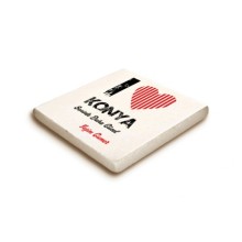 Kişiye Özel Konya Seninle Daha Güzel Tema Doğal Taş Bardak Altlığı