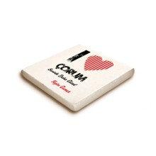 Kişiye Özel Çorum Seninle Daha Güzel Tema Doğal Taş Bardak Altlığı