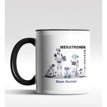 Kişiye Özel Mekatronik Mühendisi Tasarımlı Siyah Kupa