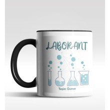 Kişiye Özel Laborant 3 Tasarımlı Siyah Kupa