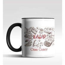 Kişiye Özel Kasap Tasarımlı Siyah Kupa