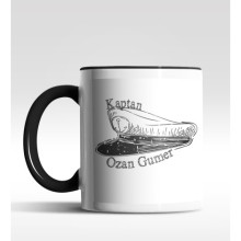 Kişiye Özel Kaptan Tasarımlı Siyah Kupa