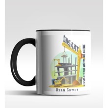 Kişiye Özel İnşaat Mühendisi Tasarımlı Siyah Kupa