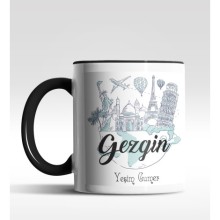 Kişiye Özel Gezgin Tasarımlı Siyah Kupa