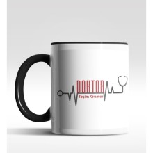 Kişiye Özel Doktor Tasarımlı Siyah Kupa