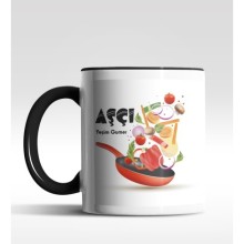 Kişiye Özel Aşçı Tasarımlı Siyah Kupa