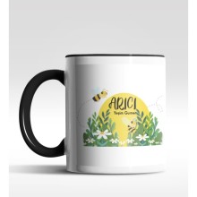 Kişiye Özel Arıcı Tasarımlı Siyah Kupa