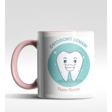 Kişiye Özel Ortodonti Uzmanı Tasarımlı Pembe Renk Kupa