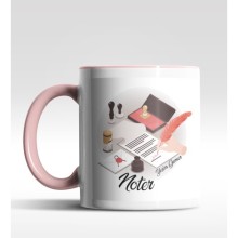 Kişiye Özel Noter Tasarımlı Pembe Renk Kupa