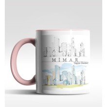 Kişiye Özel Mimar Tasarımlı Pembe Renk Kupa