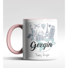 Kişiye Özel Gezgin Tasarımlı Pembe Renk Kupa