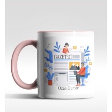 Kişiye Özel Gazateci Tasarımlı Pembe Renk Kupa