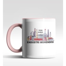 Kişiye Özel Endüstri Mühendisi Tasarımlı Pembe Renk Kupa