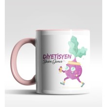 Kişiye Özel Diyetisyen Tasarımlı Pembe Renk Kupa