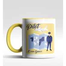 Kişiye Özel Pilot Tasarımlı Sarı Kupa