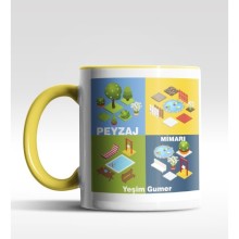 Kişiye Özel Peyzaj Mimarı Tasarımlı Sarı Kupa