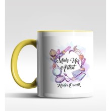 Kişiye Özel Make Up Artist Tasarımlı Sarı Kupa