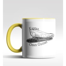 Kişiye Özel Kaptan Tasarımlı Sarı Kupa