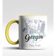 Kişiye Özel Gezgin Tasarımlı Sarı Kupa