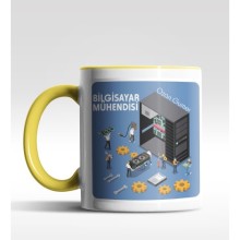 Kişiye Özel Bilgisayar Mühendisi Tasarımlı Sarı Kupa