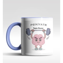 Kişiye Özel Psikiyatr Tasarımlı Mavi Kupa