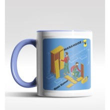 Kişiye Özel Marangoz Tasarımlı Mavi Kupa