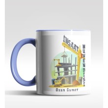 Kişiye Özel İnşaat Mühendisi Tasarımlı Mavi Kupa