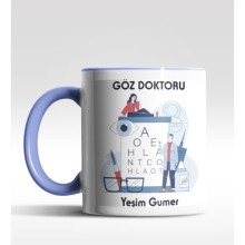 Kişiye Özel Göz Doktoru Tasarımlı Mavi Kupa