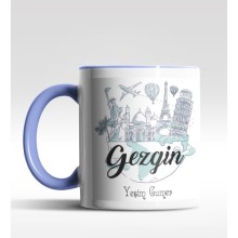 Kişiye Özel Gezgin Tasarımlı Mavi Kupa