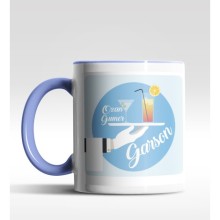 Kişiye Özel Garson Tasarımlı Mavi Kupa