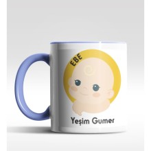 Kişiye Özel Ebe Tasarımlı Mavi Kupa