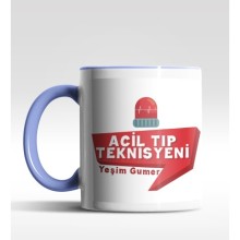 Kişiye Özel Acil Tıp Teknisyeni Tasarımlı Mavi Kupa