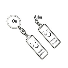 Kişiye Özel Emoji Tema Metal Anahtarlık - Gümüş Krom Kaplama
