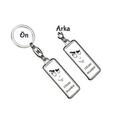 Kişiye Özel Emoji Tema Metal Anahtarlık - Gümüş Krom Kaplama