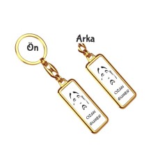 Kişiye Özel Emoji Tema Metal Anahtarlık - Altın Krom Kaplama