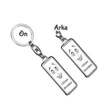 Kişiye Özel Emoji Tema Metal Anahtarlık - Gümüş Krom Kaplama