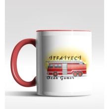 Kişiye Özel İtfaiyeci Tasarımlı Kırmızı Kupa