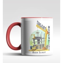 Kişiye Özel İnşaat Mühendisi Tasarımlı Kırmızı Kupa