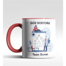 Kişiye Özel Göz Doktoru Tasarımlı Kırmızı Kupa
