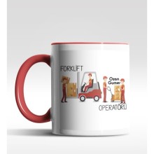 Kişiye Özel Forklift Operatörü Tasarımlı Kırmızı Kupa
