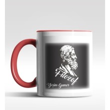Kişiye Özel Filozof Tasarımlı Kırmızı Kupa