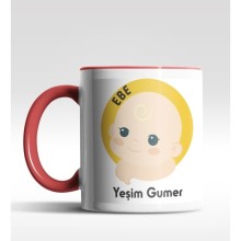 Kişiye Özel Ebe Tasarımlı Kırmızı Kupa