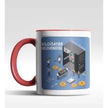 Kişiye Özel Bilgisayar Mühendisi Tasarımlı Kırmızı Kupa