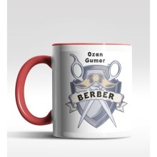 Kişiye Özel Berber Tasarımlı Kırmızı Kupa